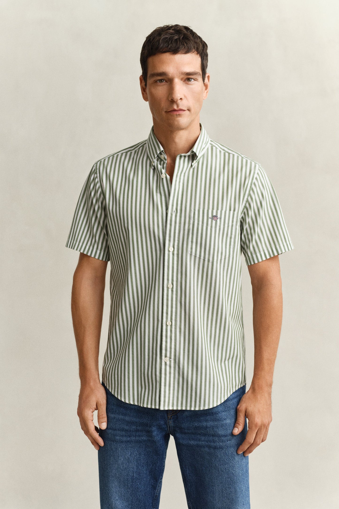 Regular Classic Poplin Stripe Ss Shirt