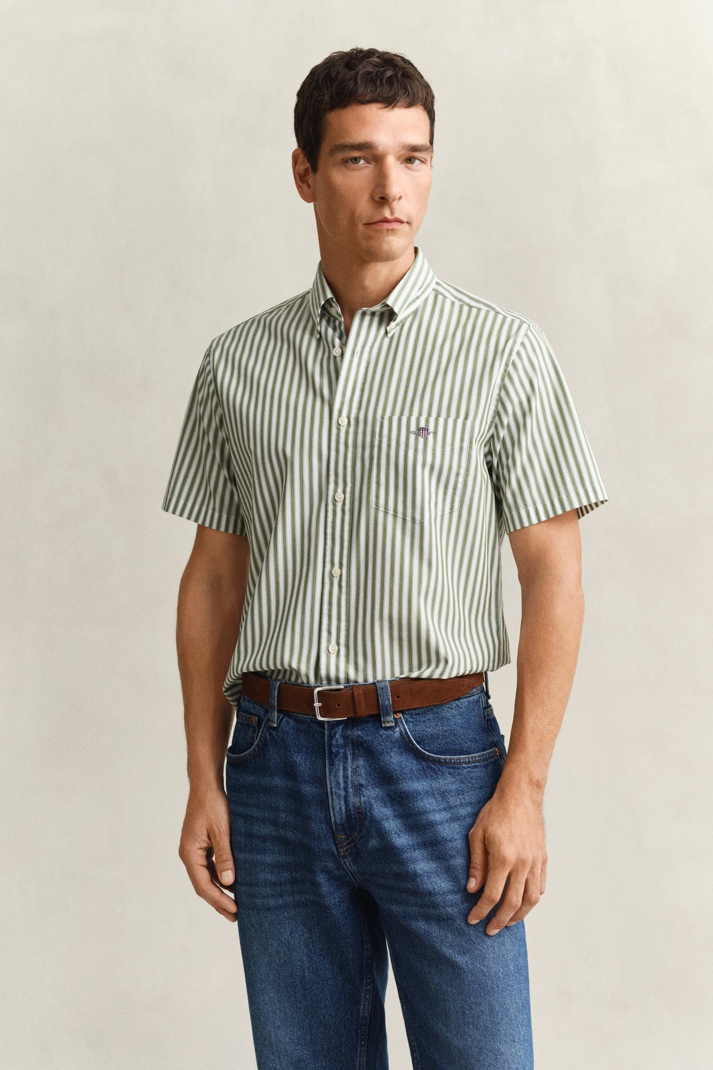 Regular Classic Poplin Stripe Ss Shirt