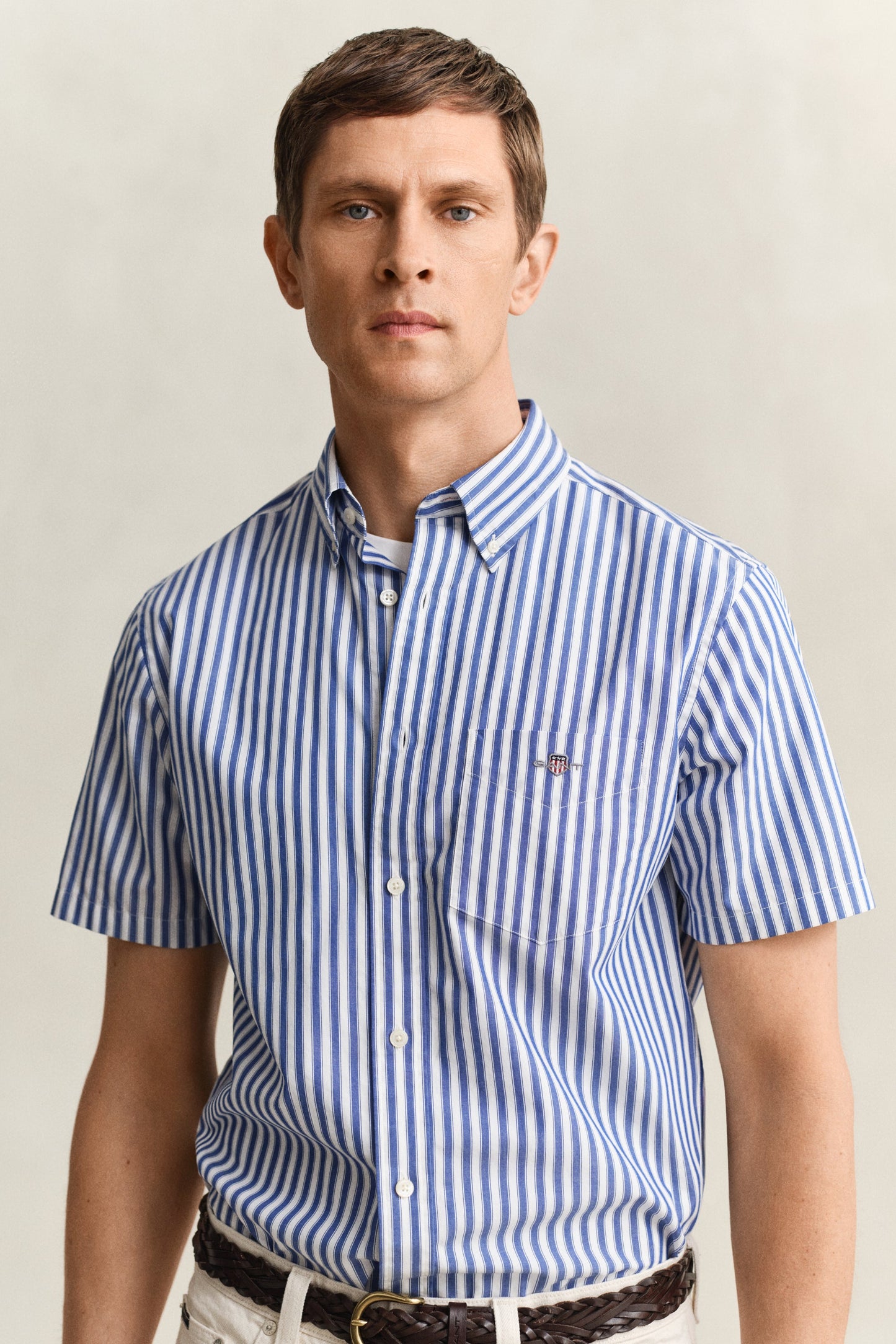 Regular Classic Poplin Stripe Ss Shirt