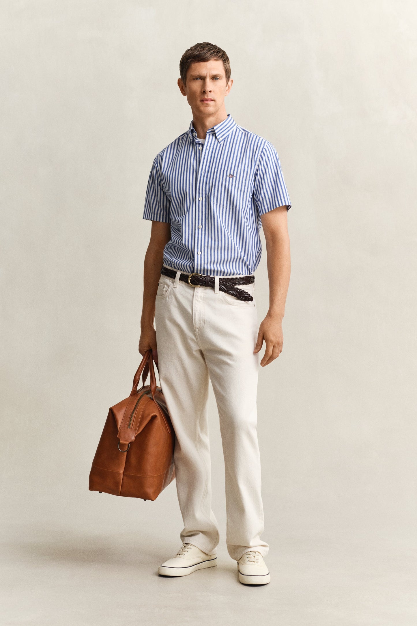 Regular Classic Poplin Stripe Ss Shirt