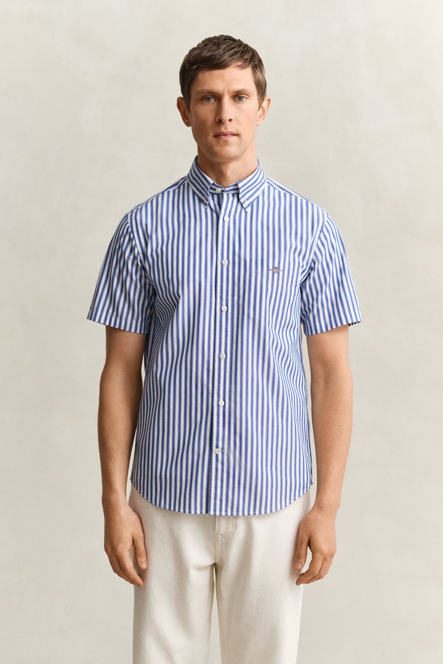 Regular Classic Poplin Stripe Ss Shirt