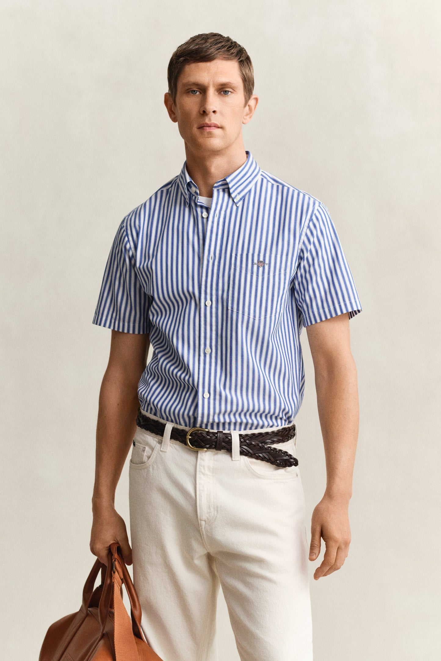 Regular Classic Poplin Stripe Ss Shirt