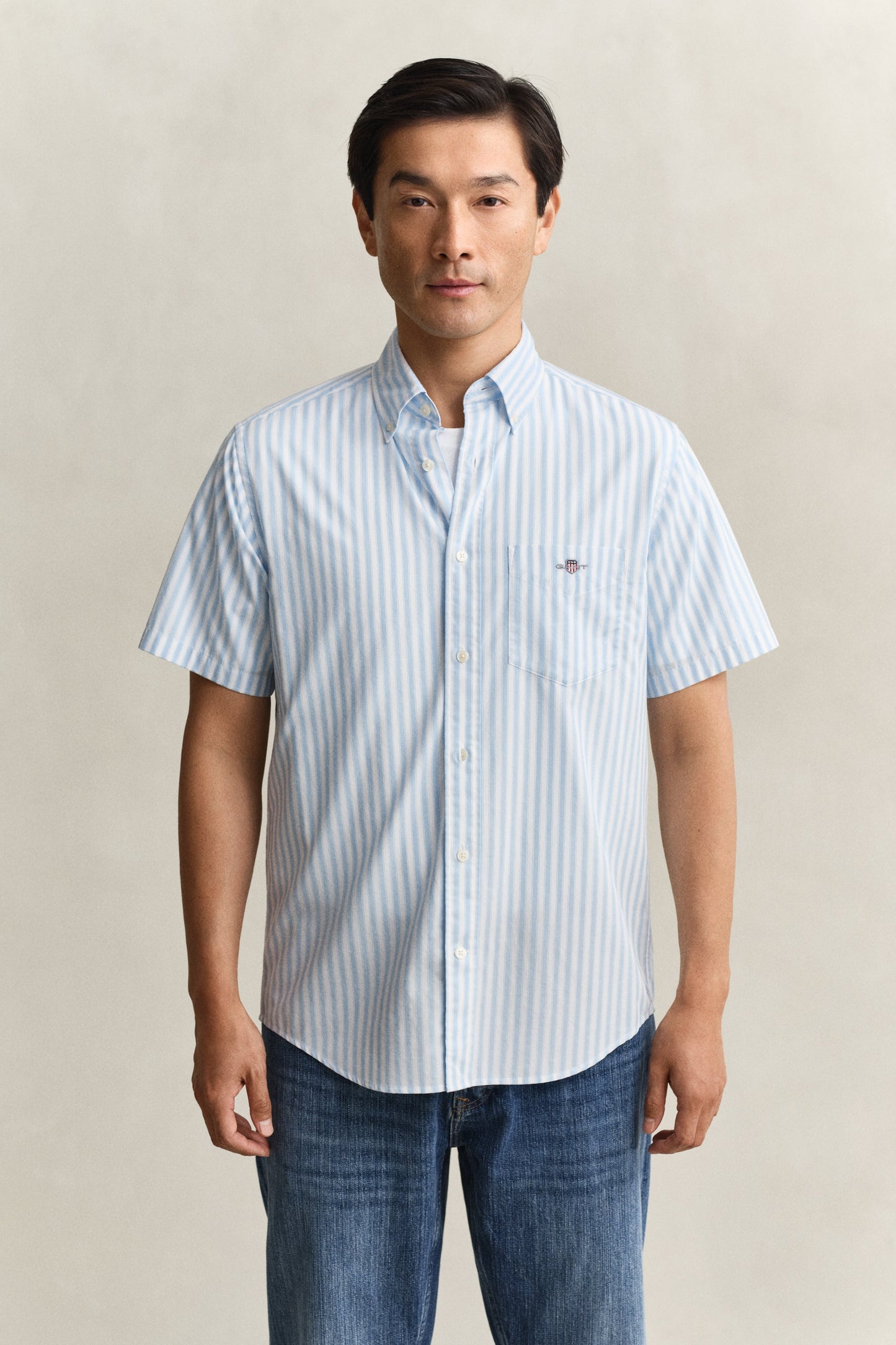 Regular Classic Poplin Stripe Ss Shirt