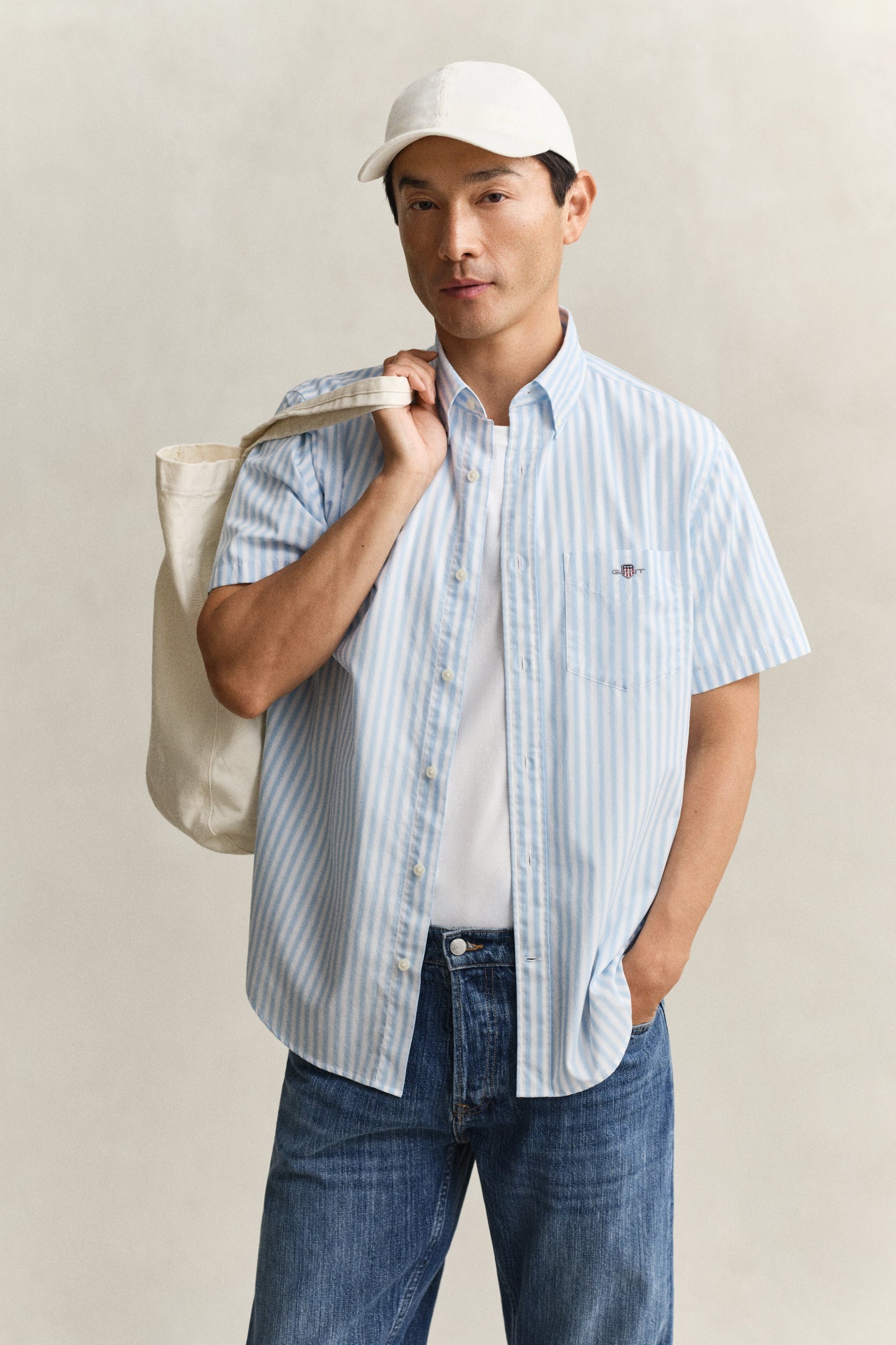 Regular Classic Poplin Stripe Ss Shirt