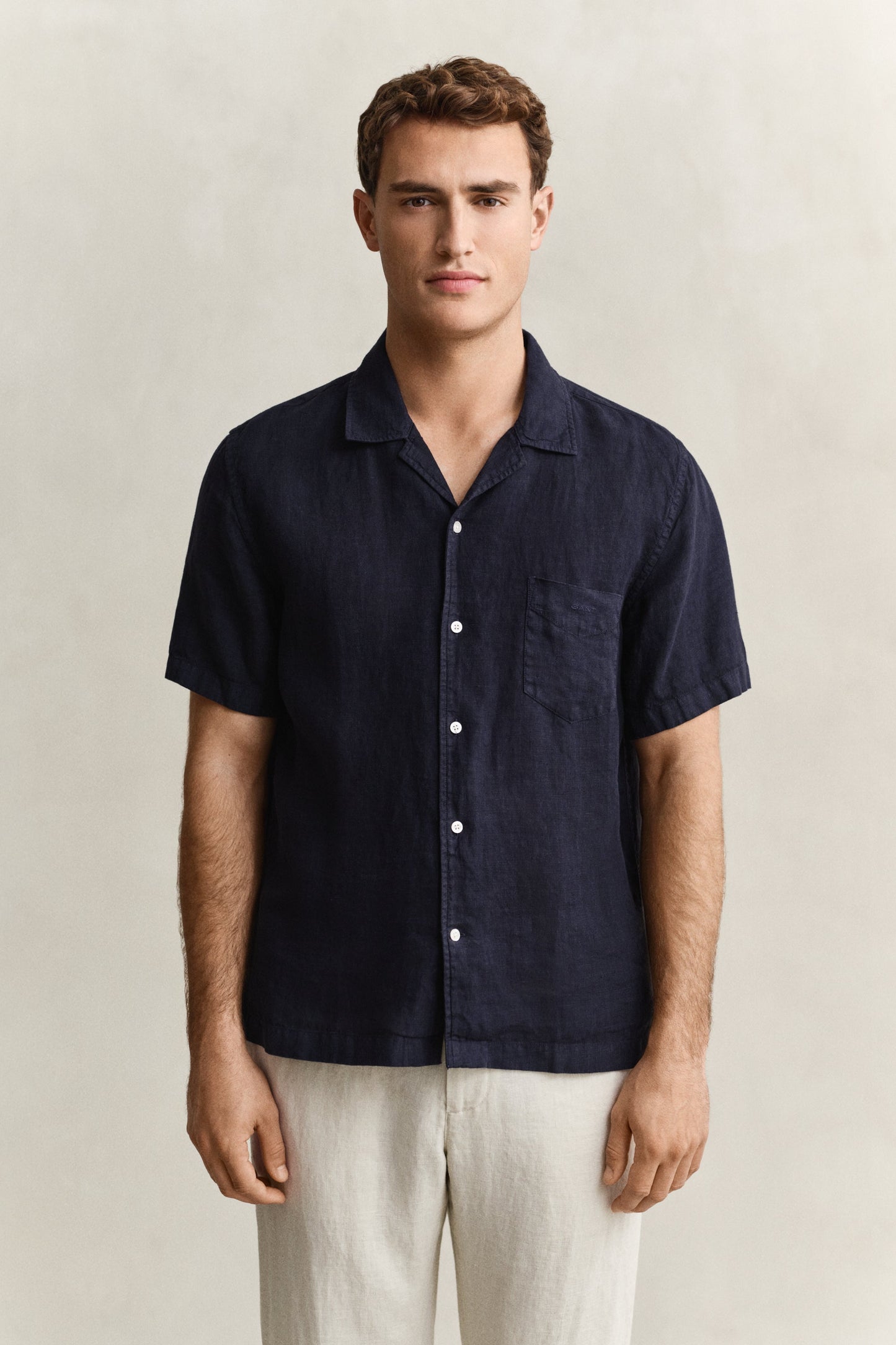 Regular Gmnt Dyed Linen Ss Camp Shirt