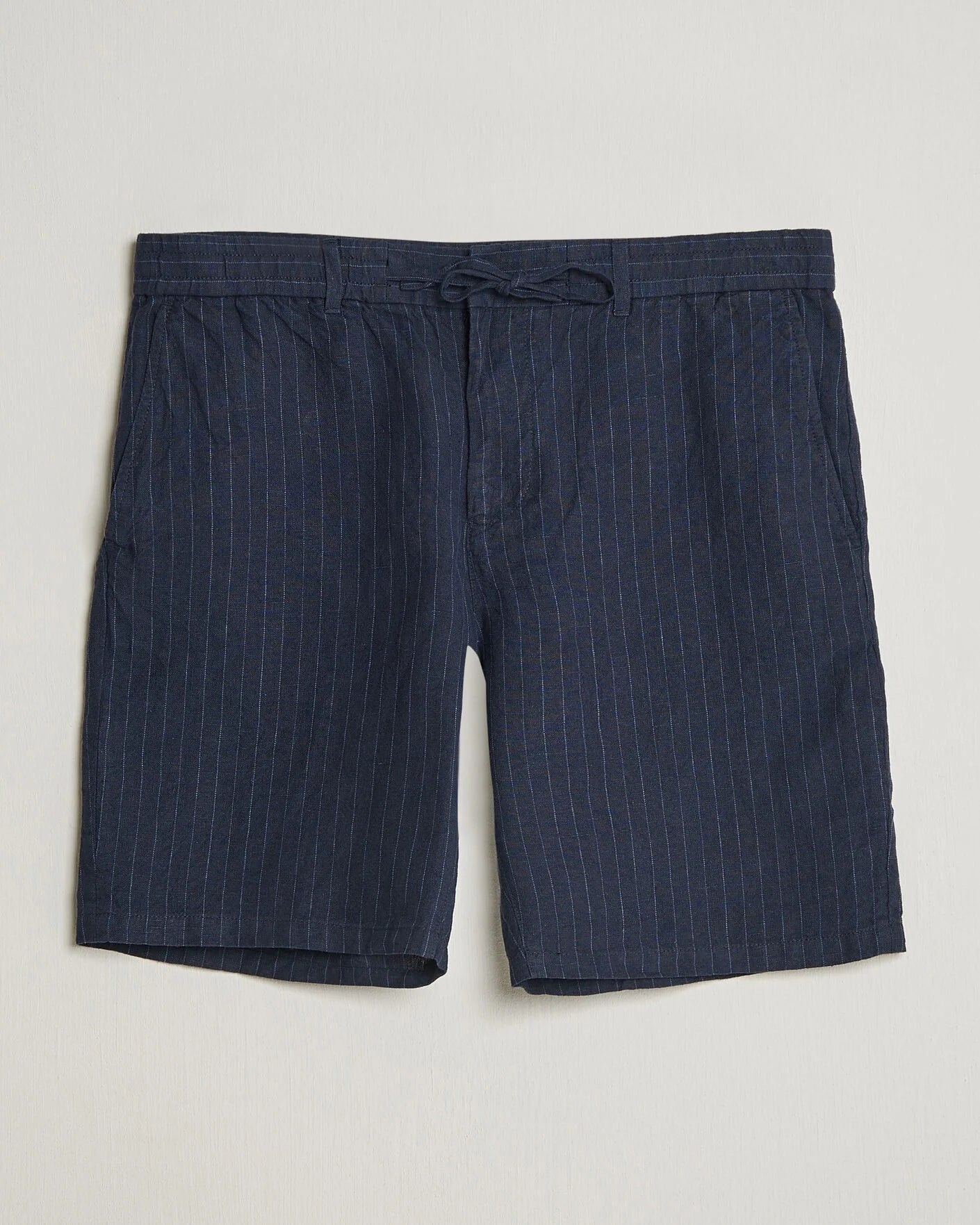 Regular Fit Striped Linen Drawstring Shorts
