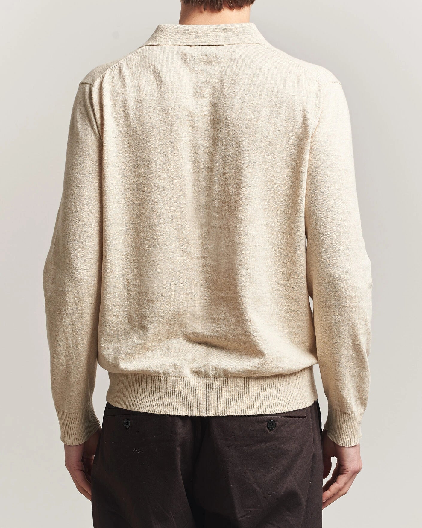 Slub Cotton Blend Polo Sweater