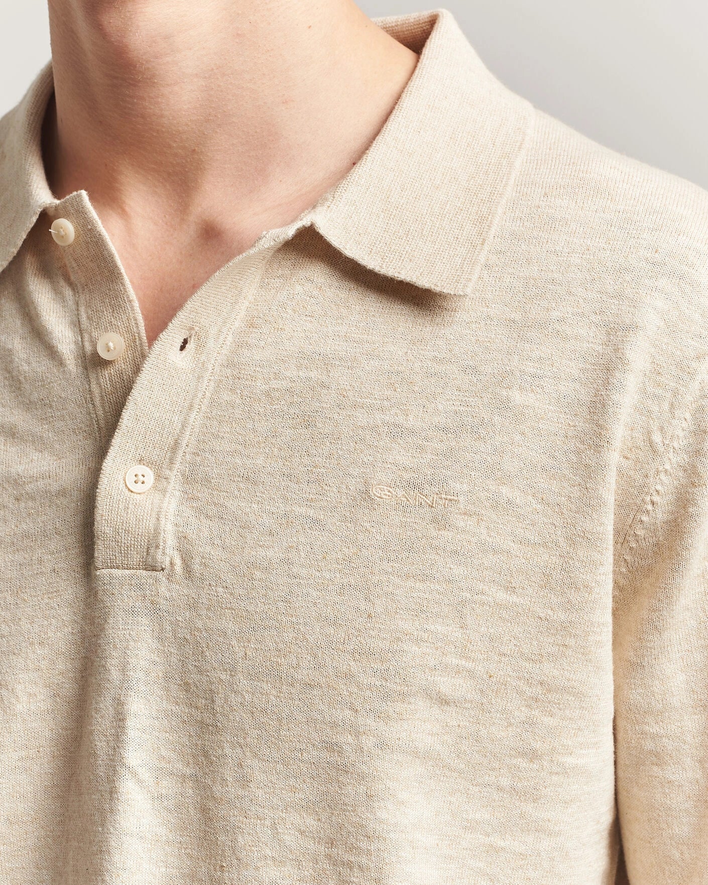 Slub Cotton Blend Polo Sweater