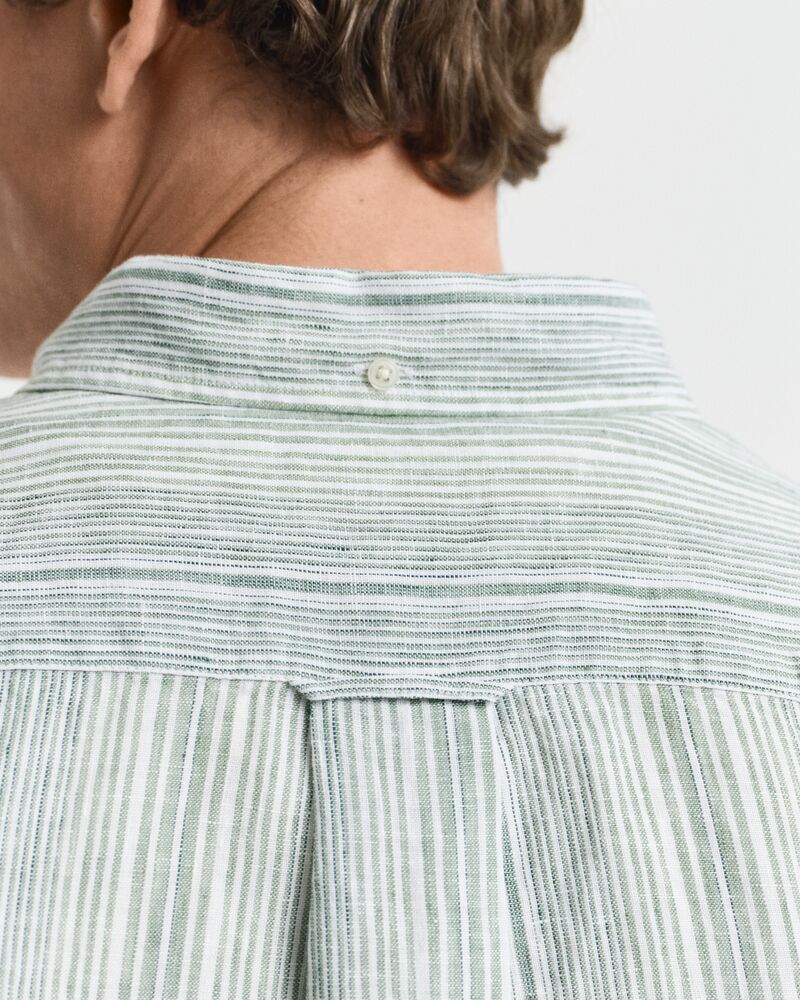 REG LINEN STRIPE SHIRT Green / S