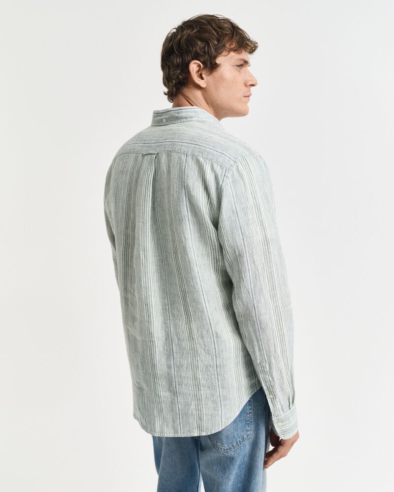 REG LINEN STRIPE SHIRT Green / S