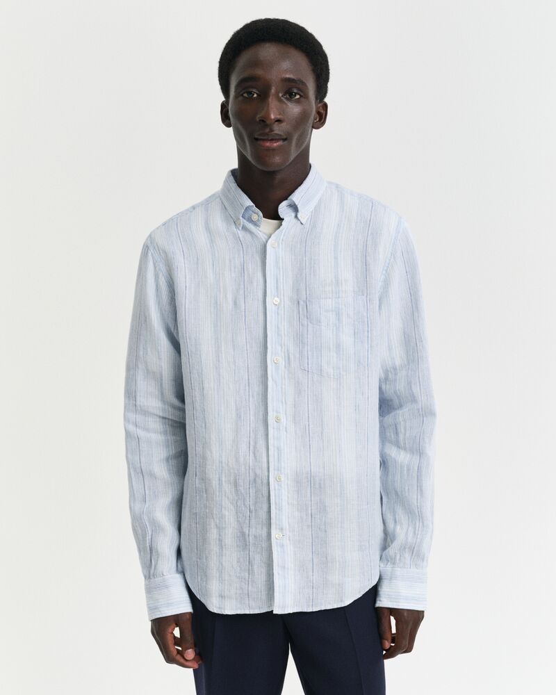 REG LINEN STRIPE SHIRT Blue / S