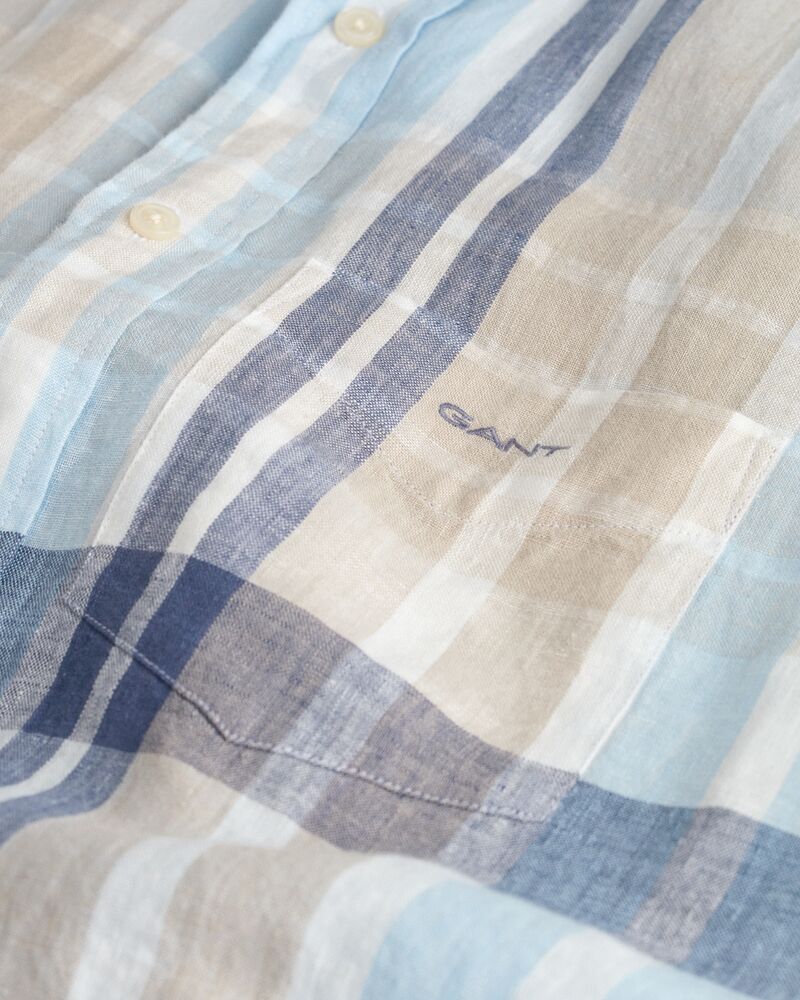 REG LINEN MADRAS SS SHIRT Brown / S