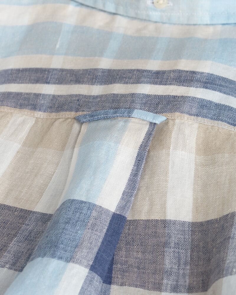 REG LINEN MADRAS SS SHIRT Brown / S