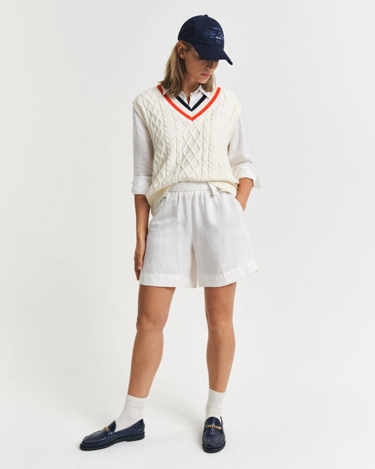 REL LINEN BLEND PULL ON SHORTS White / 32