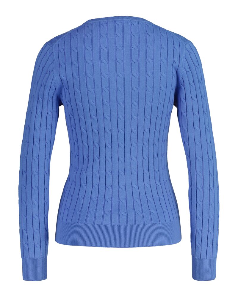 STRETCH COTTON CABLE C-NECK Blue / S