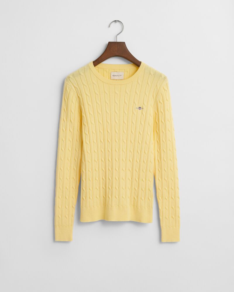 STRETCH COTTON CABLE C-NECK Yellow / S