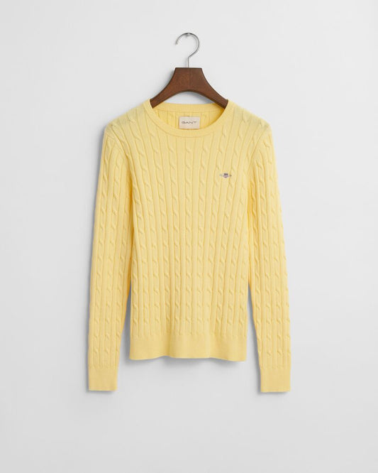 STRETCH COTTON CABLE C-NECK Yellow / S