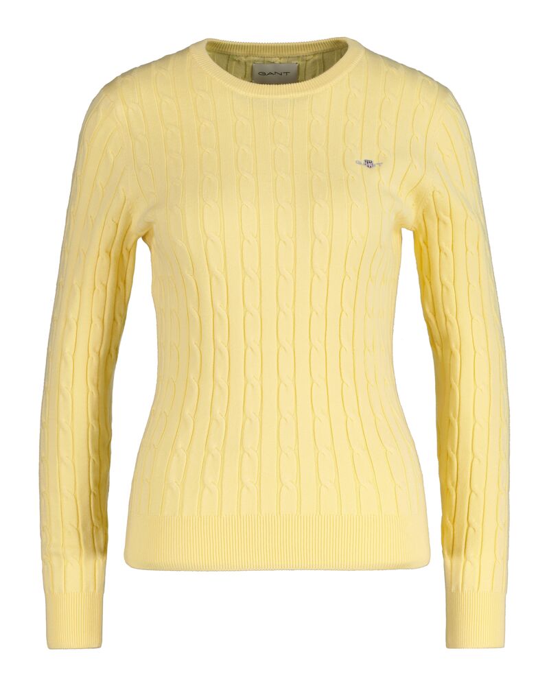 STRETCH COTTON CABLE C-NECK Yellow / S