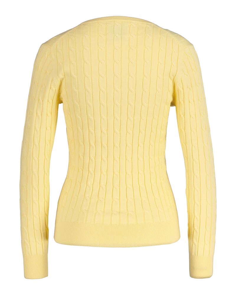 STRETCH COTTON CABLE V-NECK Yellow / S