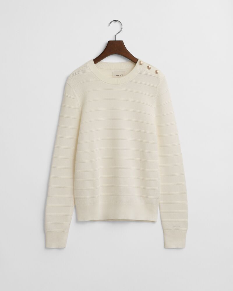 TEXTURED COTTON C-NECK White / S