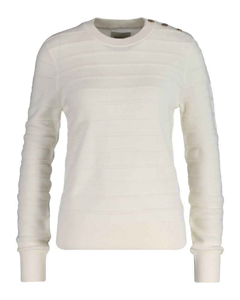 TEXTURED COTTON C-NECK White / S