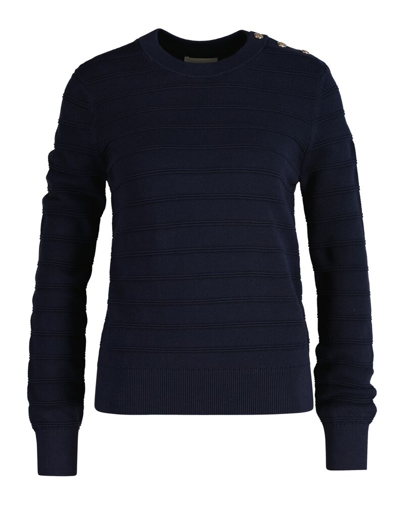 TEXTURED COTTON C-NECK Blue / S