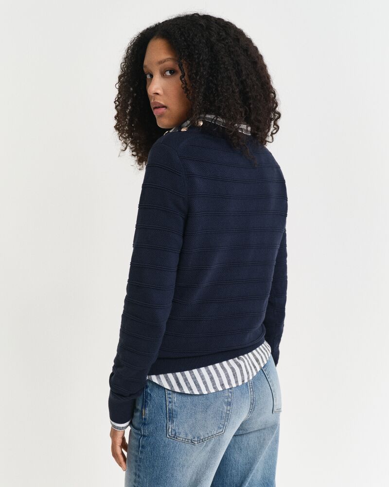 TEXTURED COTTON C-NECK Blue / S