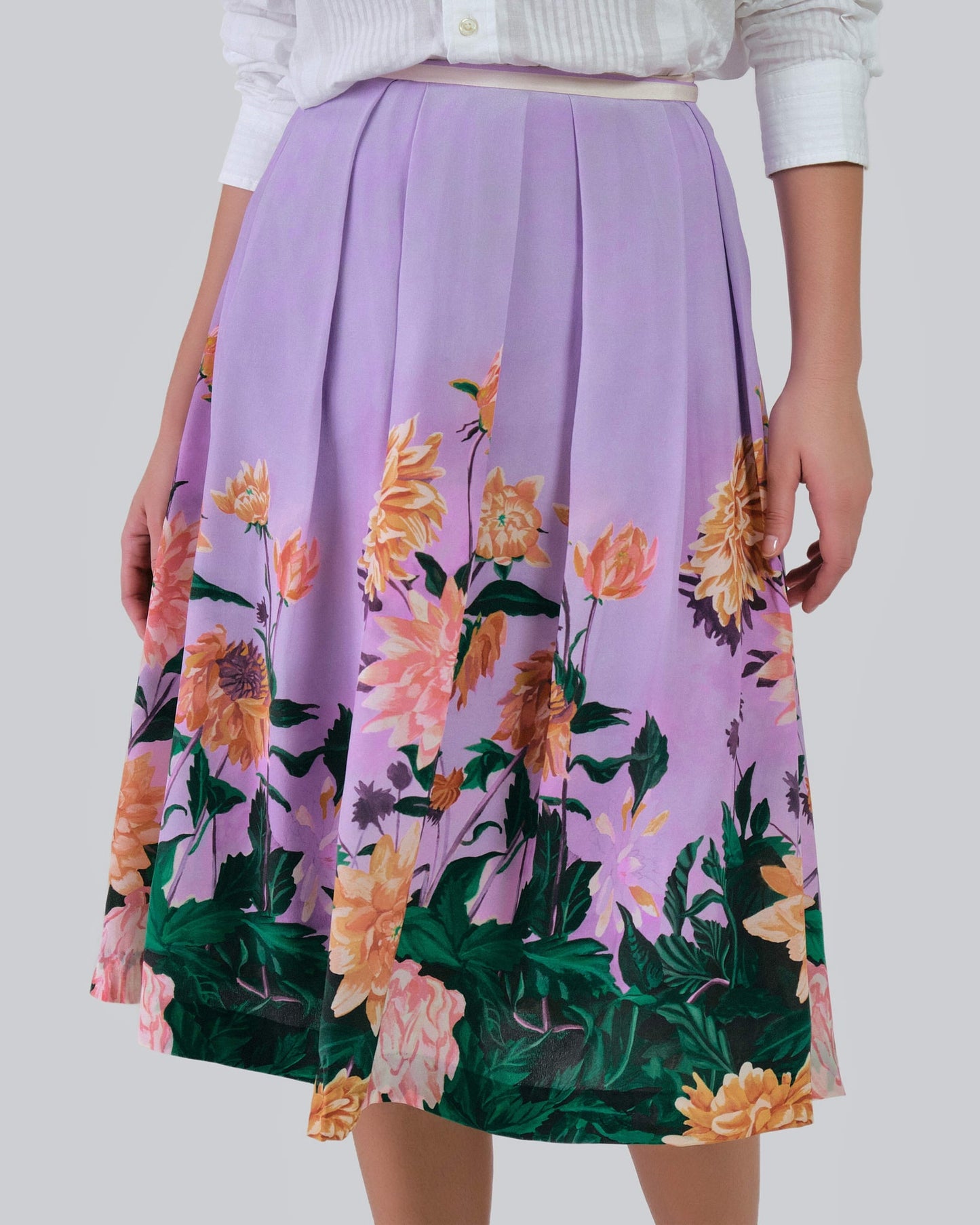 Dahlia Pleated Silk Skirt Multicolor / 34