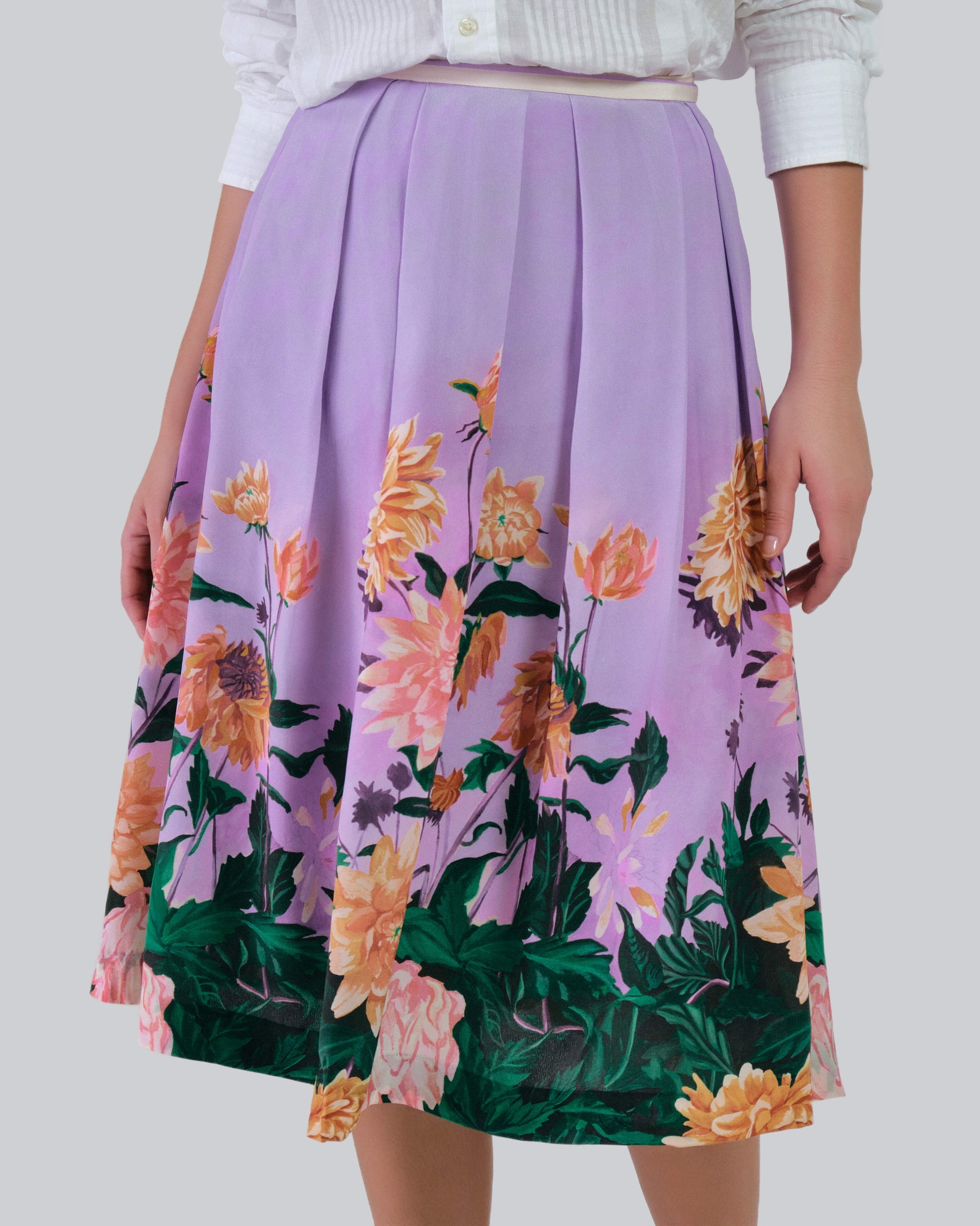 Dahlia Pleated Silk Skirt Multicolor / 34