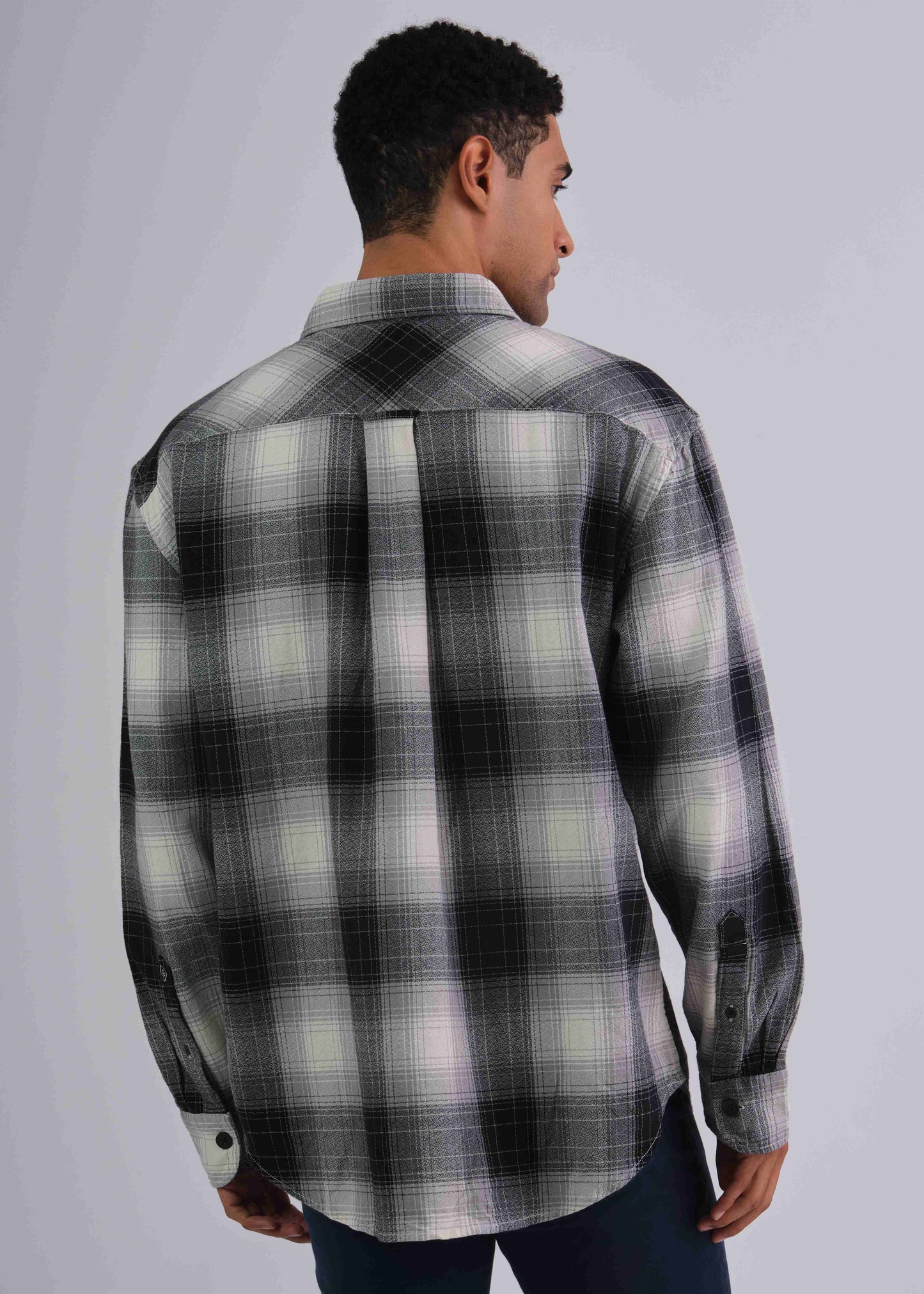 Relaxed Fit Shadow Check Shirt Black / M