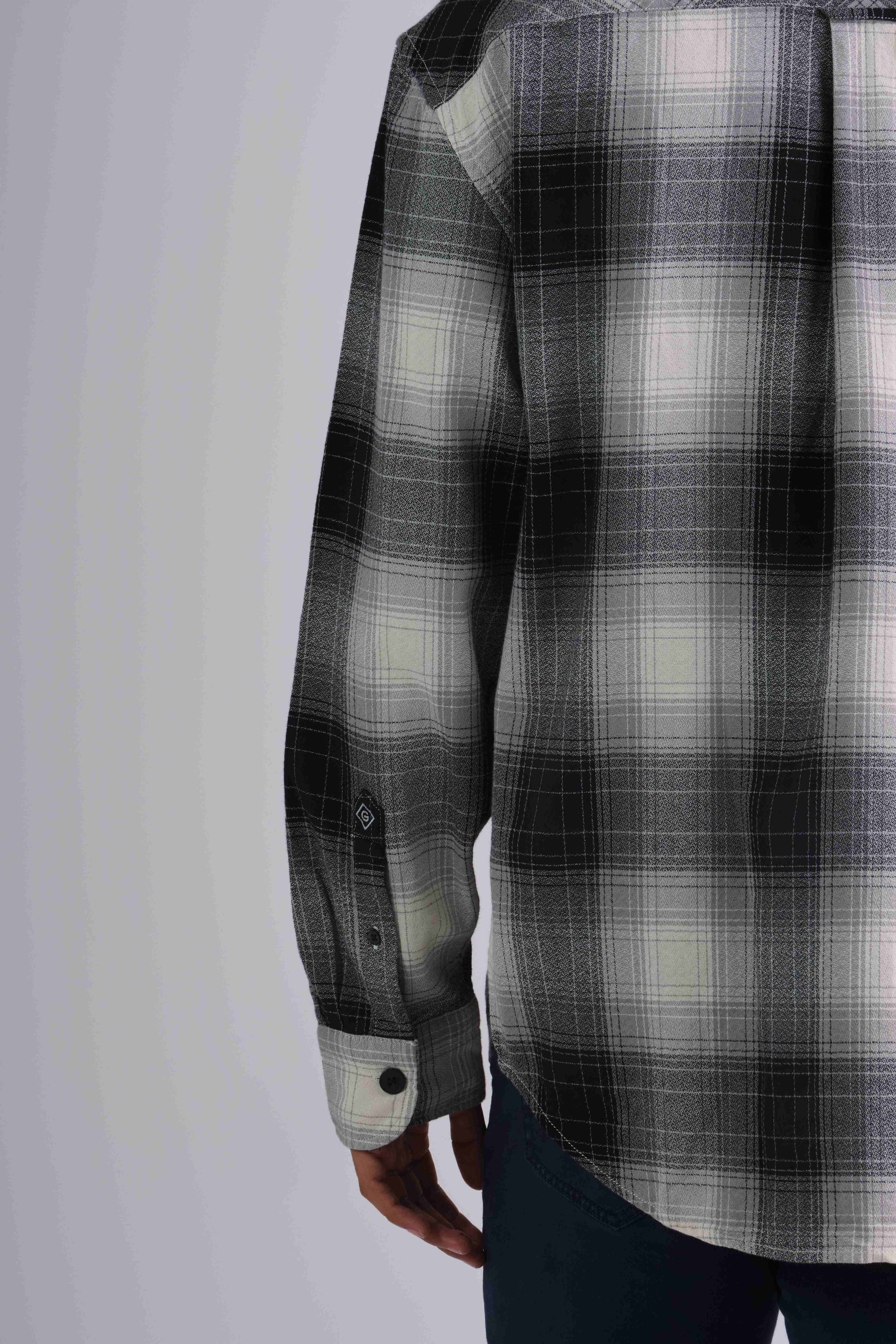 Relaxed Fit Shadow Check Shirt Black / M