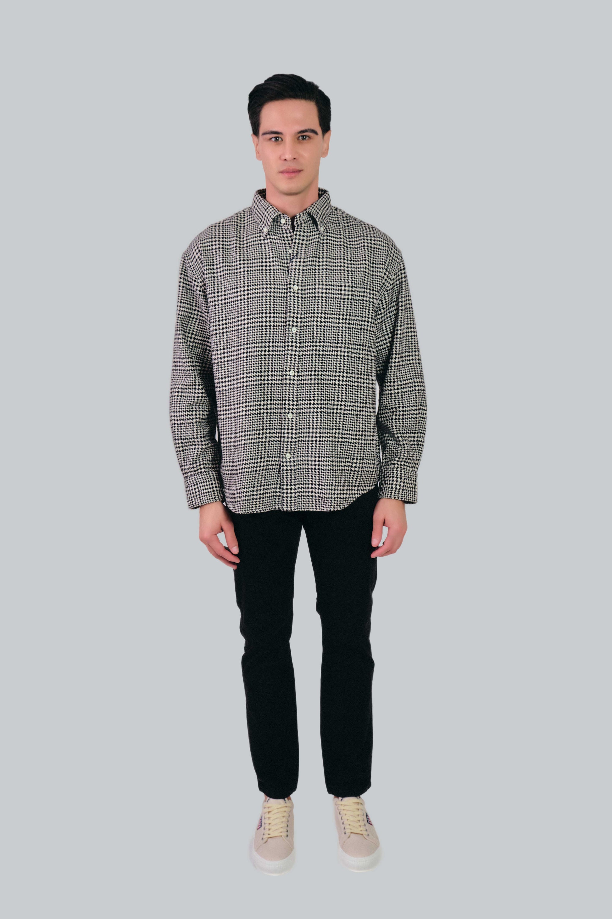 Os Cotton Houndstooth Shirt Black / M