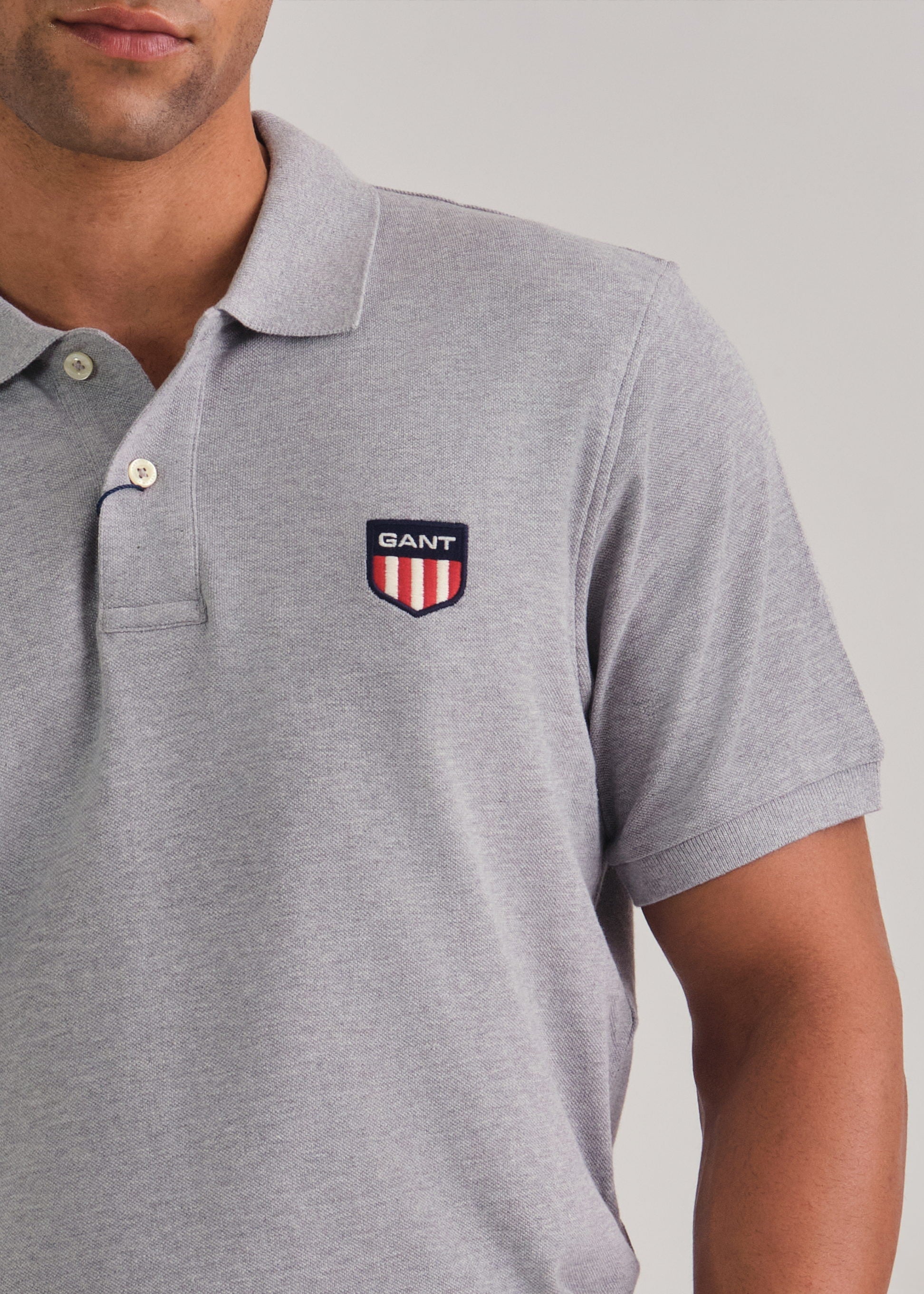 Retro Shield Logo Pique Grey Melange / M