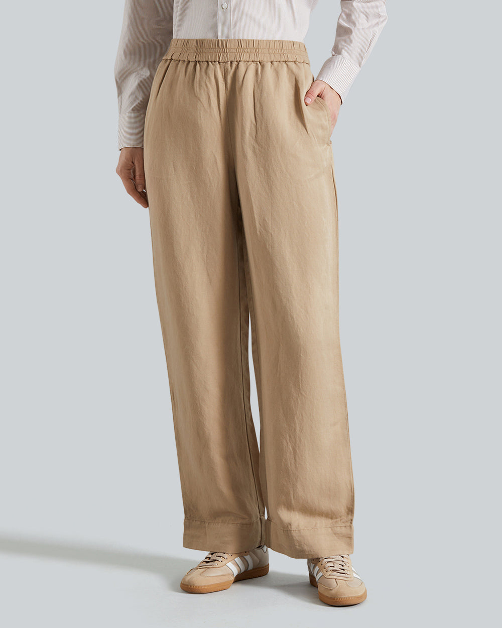 Gant Straight Fit Linen Viscose Pants – Lightweight Blend, Natural Drape Horn Beige / 38