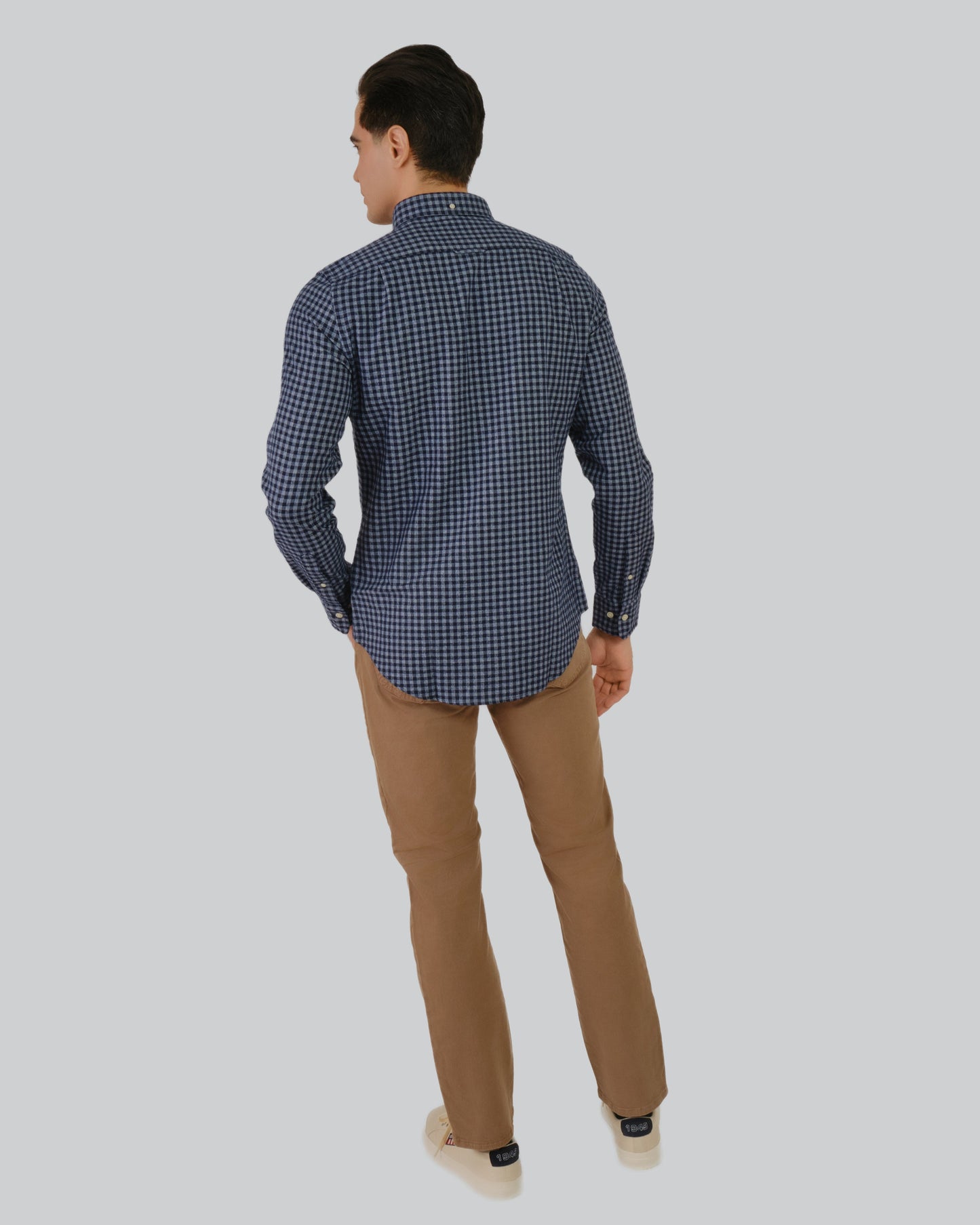 Slim Jaspe Gingham Shirt Marine / M