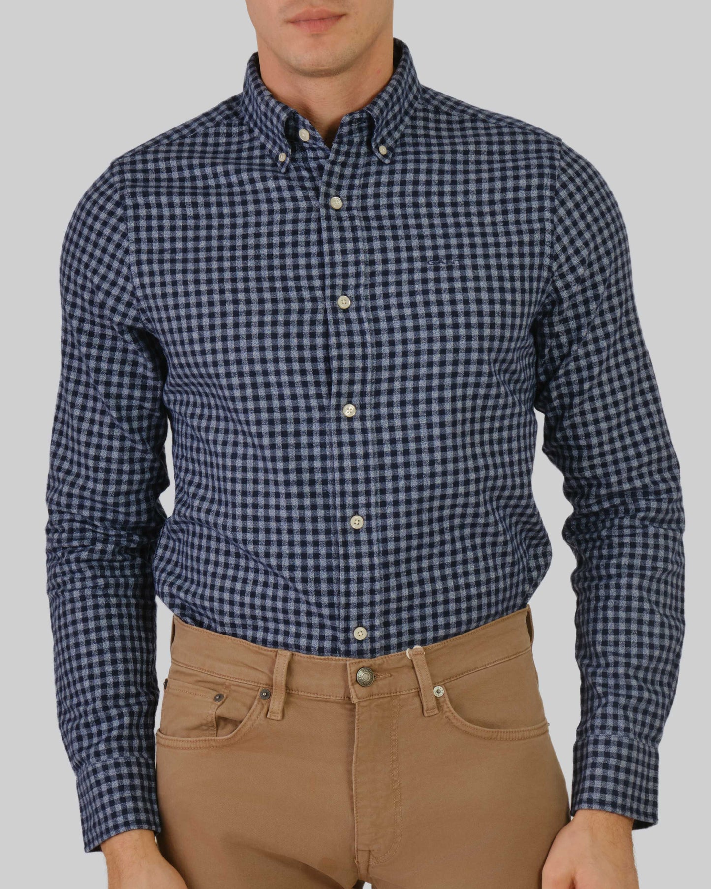 Slim Jaspe Gingham Shirt Marine / M