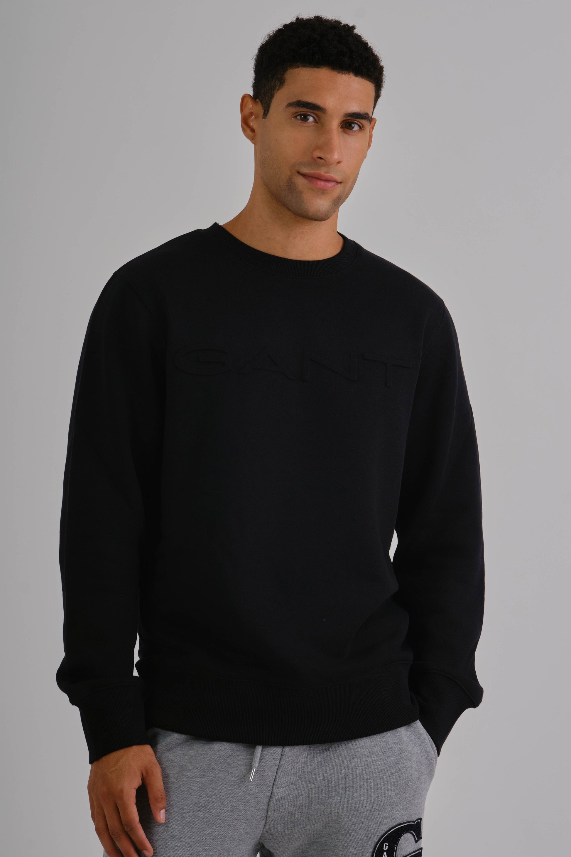 Embossed Sweat C-Neck Black / M