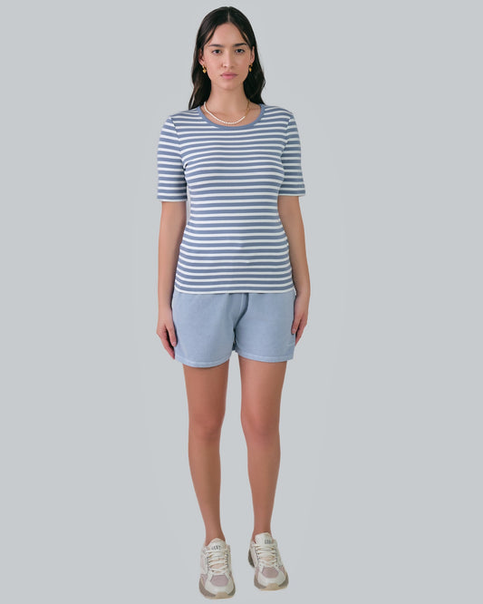 Slim Striped 1X1 Ribbed T-Shirt Blue Water / M