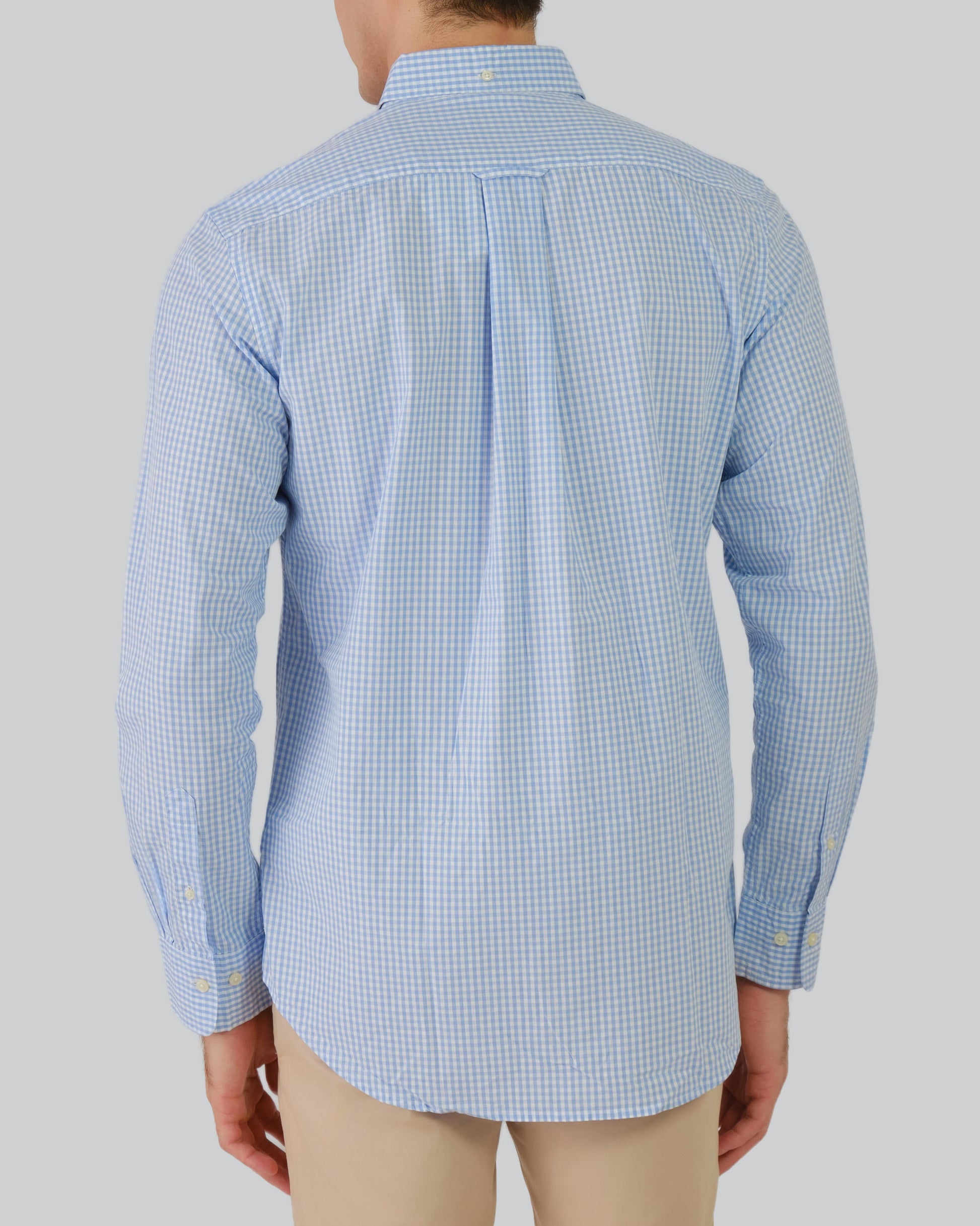 Regular Fit Poplin Gingham Shirt Capri Blue / M