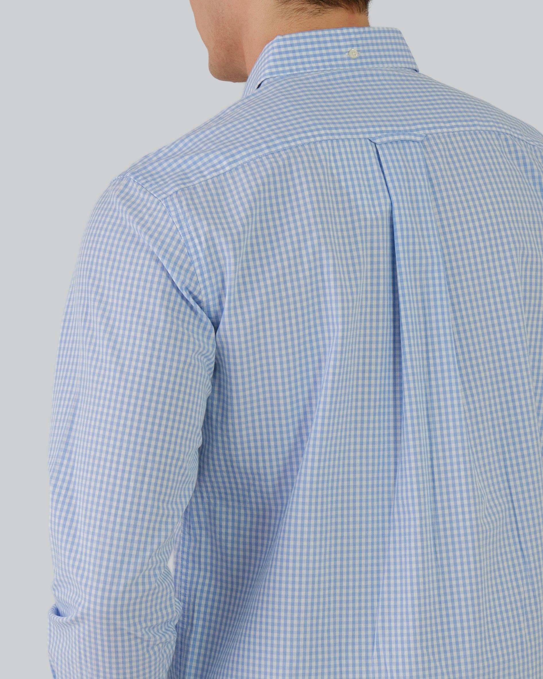 Regular Fit Poplin Gingham Shirt Capri Blue / M