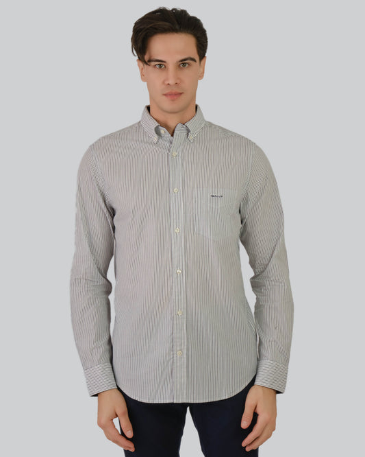 Regular Fit Poplin Stripe Shirt Eggshell / M