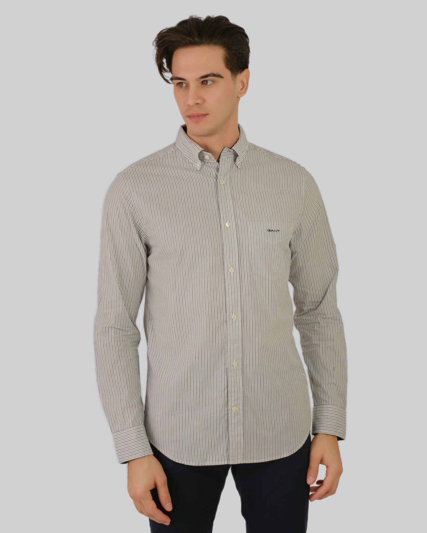 Regular Fit Poplin Stripe Shirt Eggshell / M