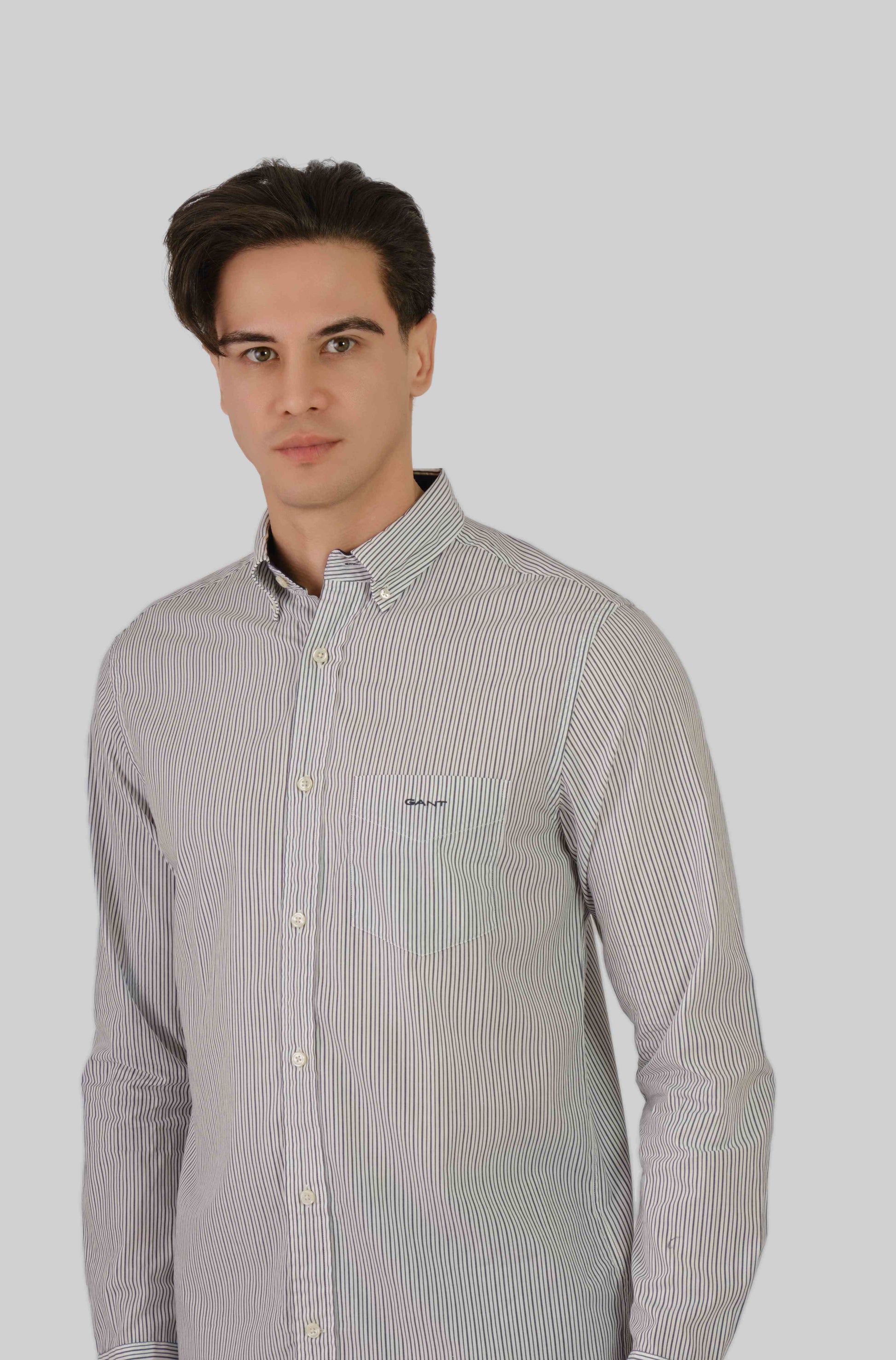 Regular Fit Poplin Stripe Shirt Eggshell / M