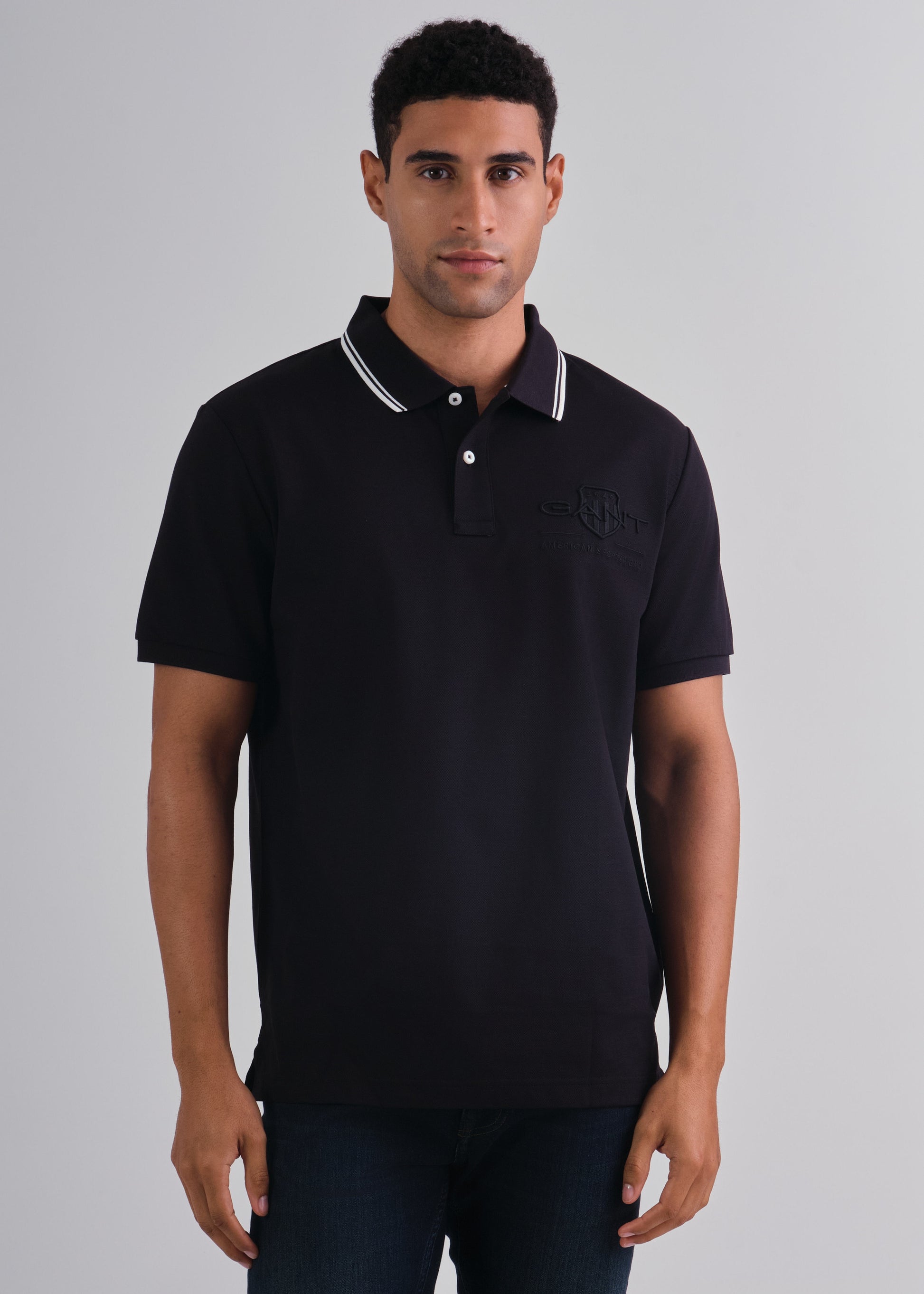 Contrast Tipping Pique Polo Black / M