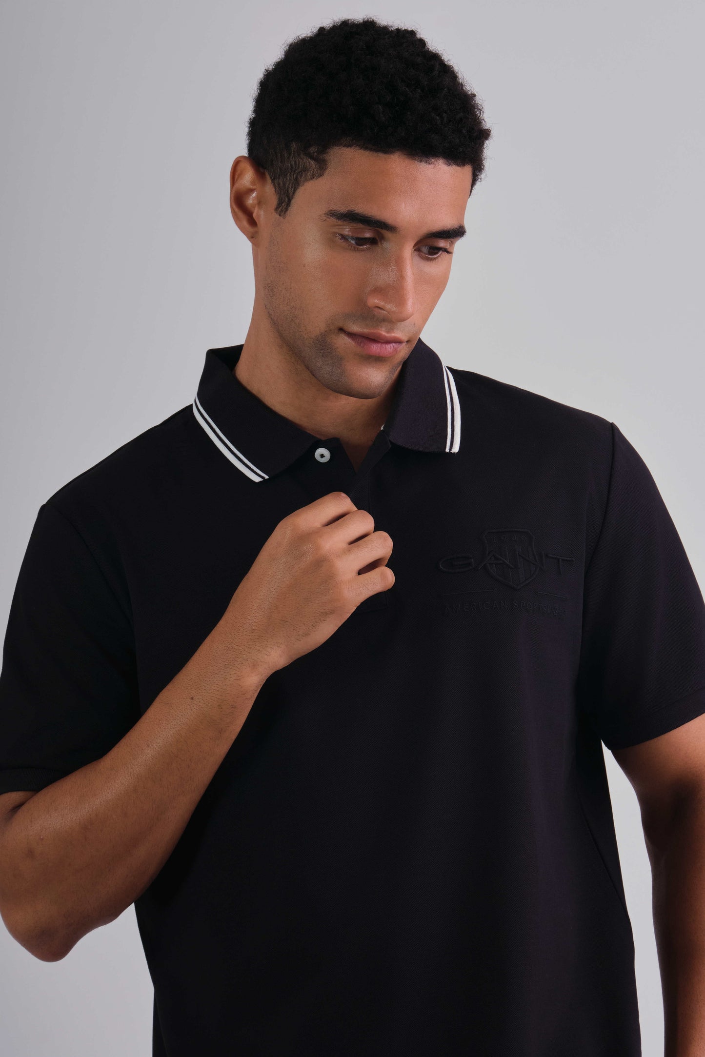 Contrast Tipping Pique Polo Black / M