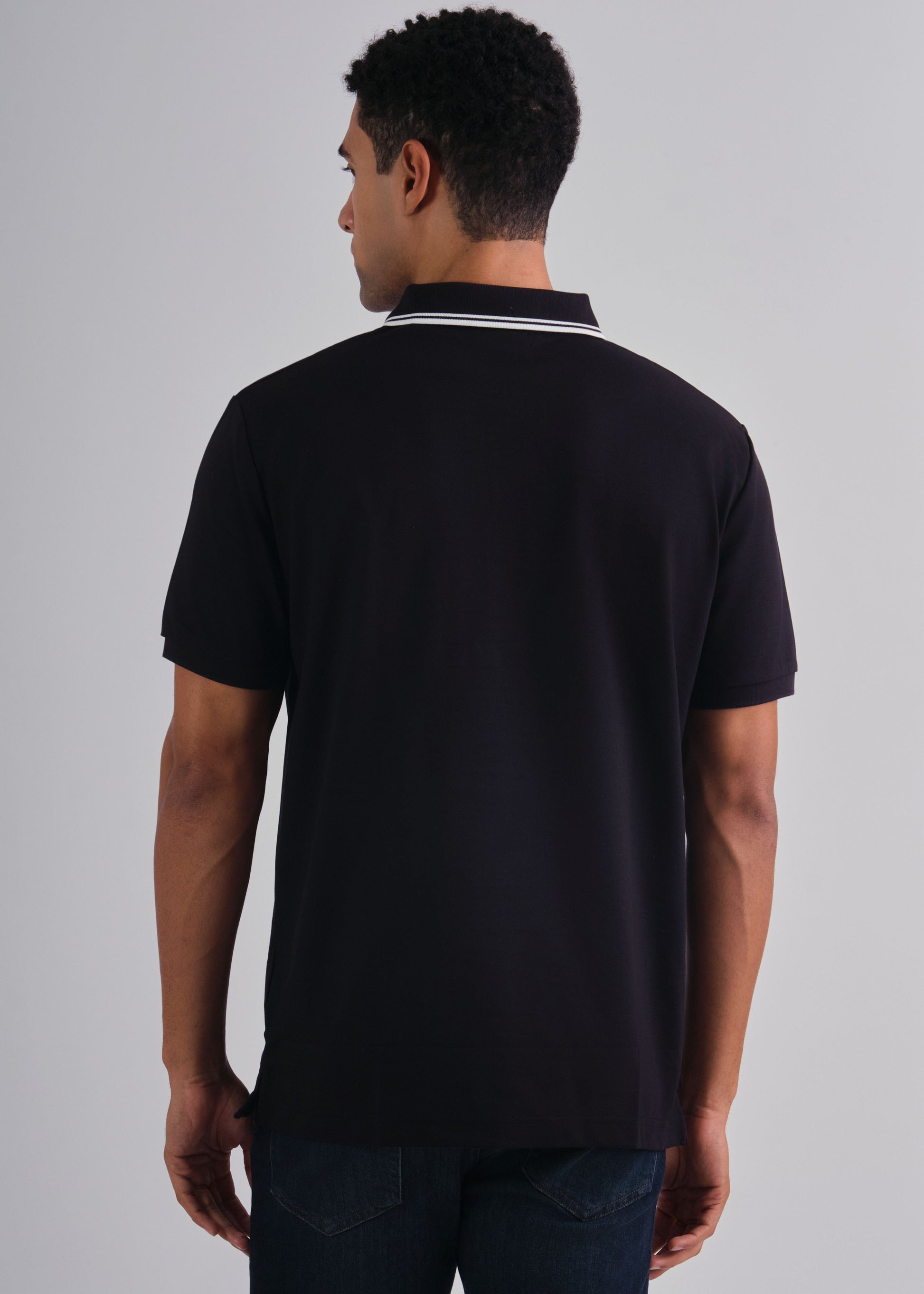 Contrast Tipping Pique Polo Black / M