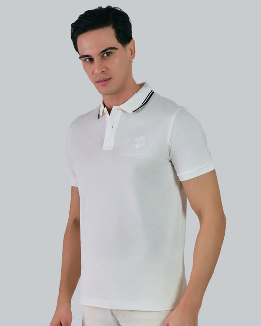 Contrast Tipping Pique Polo Eggshell / M