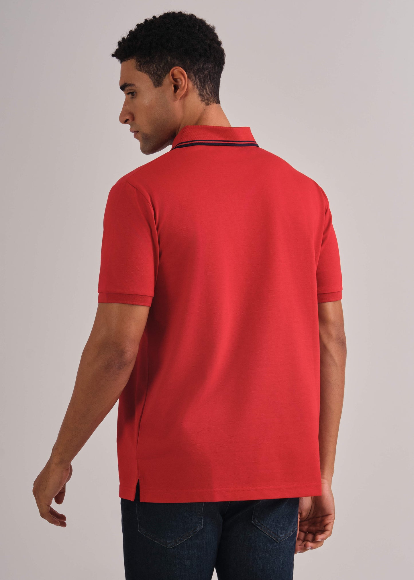 Contrast Tipping Pique Polo Ruby Red / M