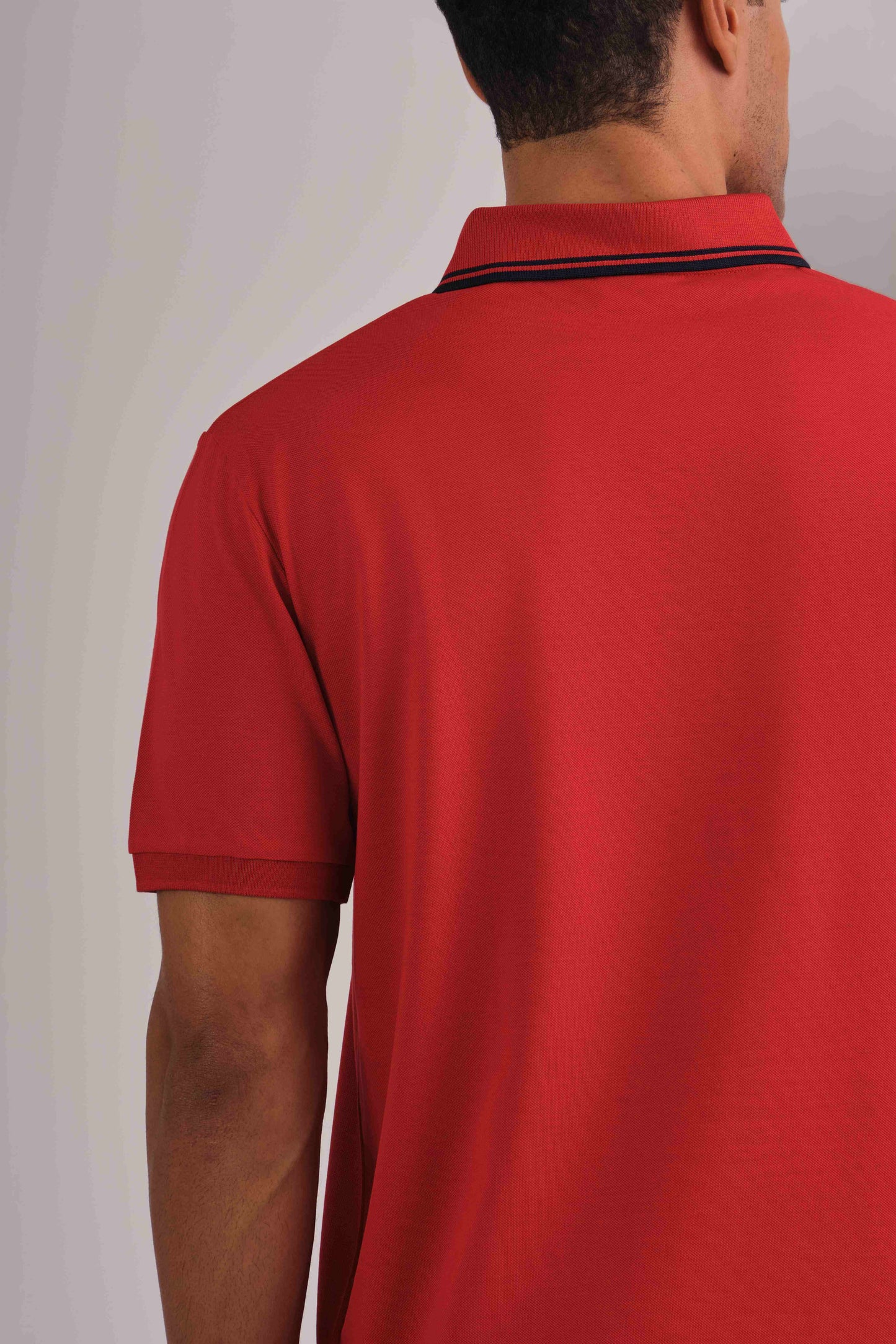 Contrast Tipping Pique Polo Ruby Red / M