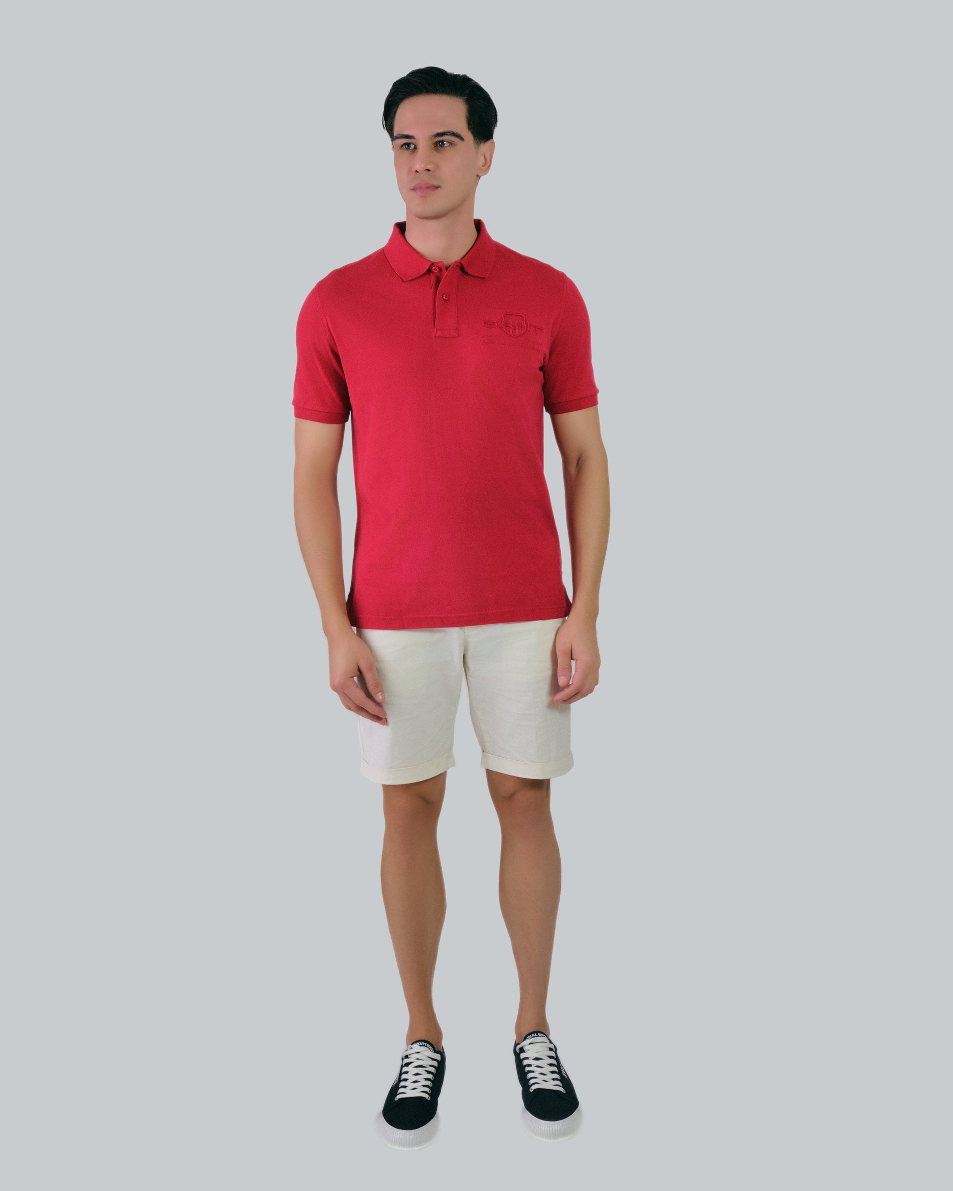 Regular Fit Tonal Shield Polo Ruby Red / M